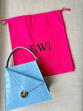 Sky Blue Croc-Embossed Crossbody